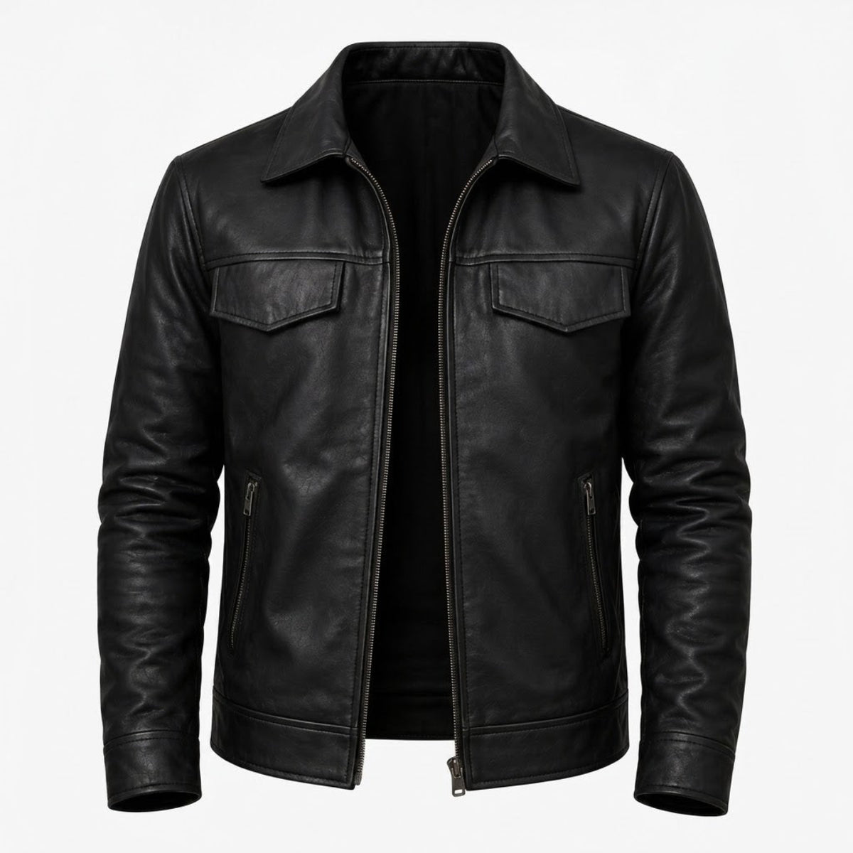 Classic Black Leather Jacket – Timeless Real Hide Outerwear