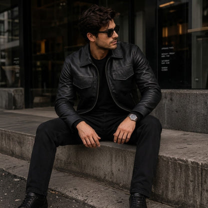 Classic Black Leather Jacket – Timeless Real Hide Outerwear