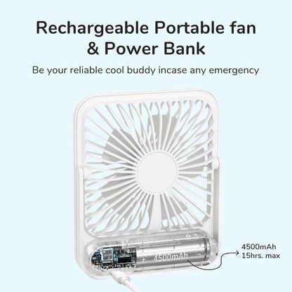 JisuLife Life1 Rechargeable Table Fan – Quiet 4-Speed Portable Cooling, 18-Hour Battery