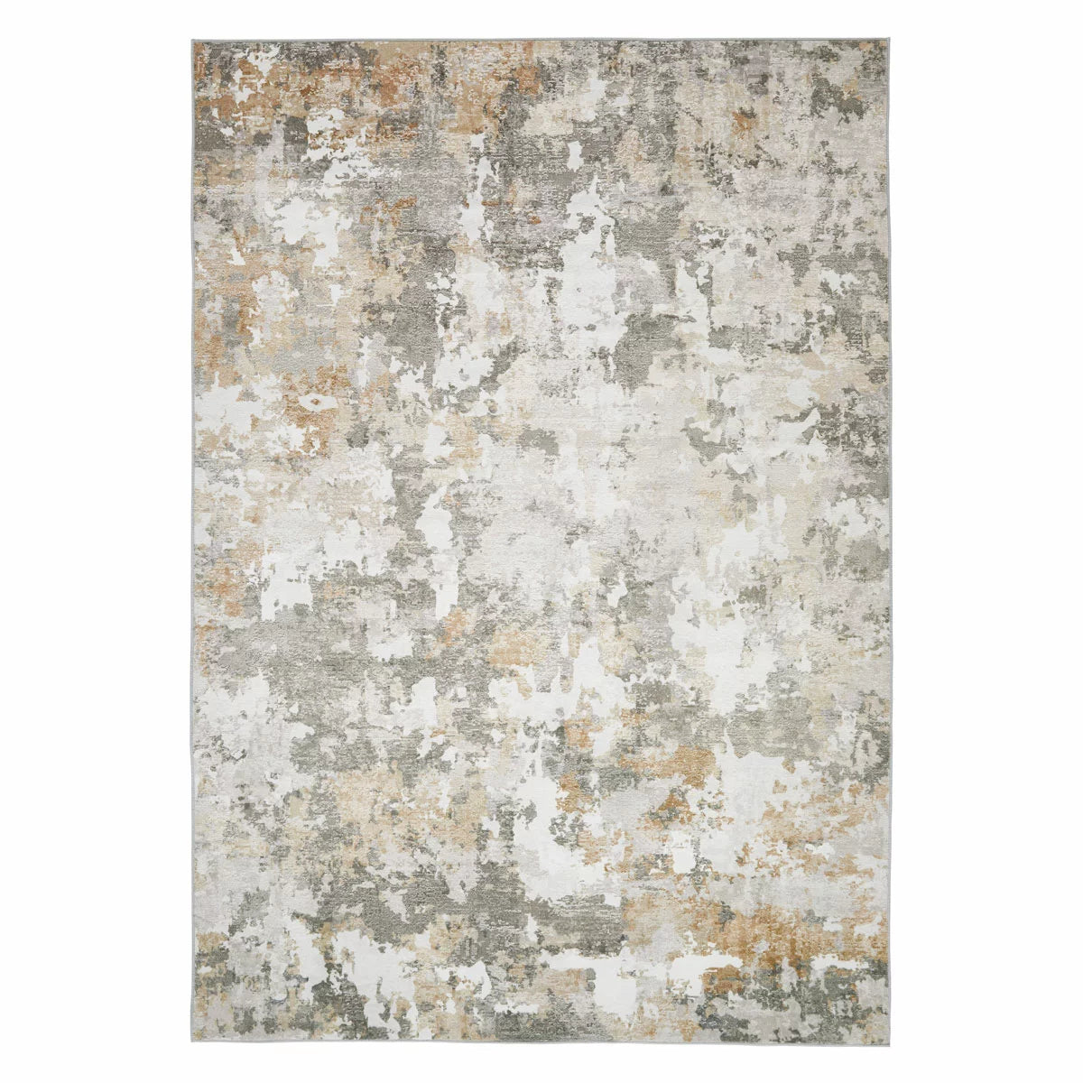 Flat-lay angle of the gray Concept Looms Liberty Quarry Washable Rug showing its smooth short-pile velvet surface and non-slip backing on light flooring.