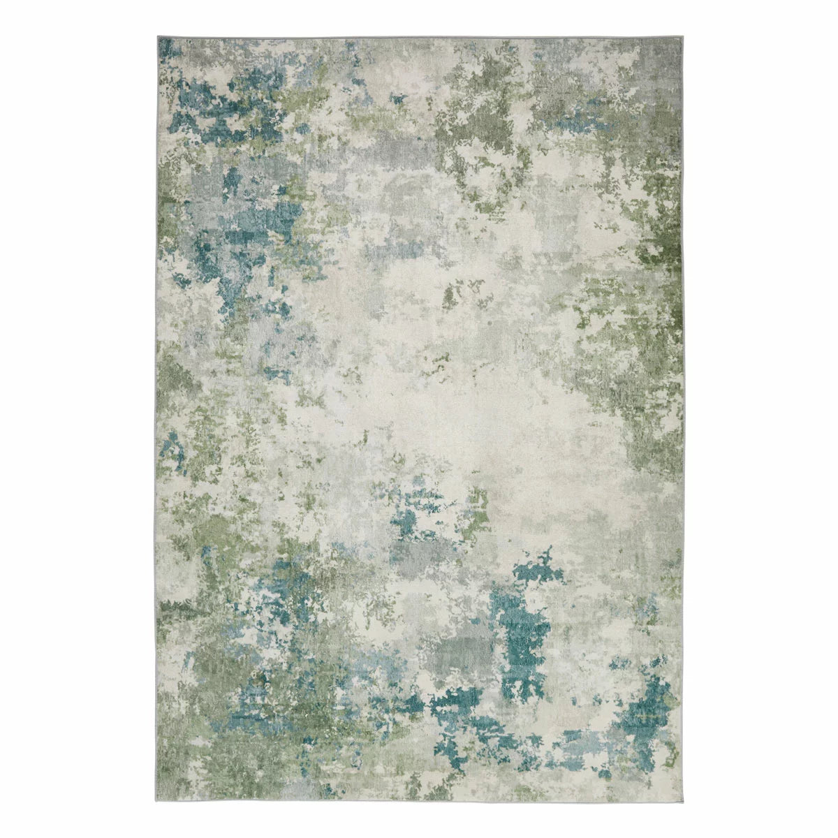 Flat-lay top view of the soft seafoam velvet texture and short 4mm pile on the Concept Looms Liberty Seafoam Washable Rug.