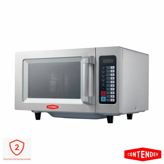 Contender MIC002 25L 1000W programmable commercial microwave oven in silver for professional kitchen use/1