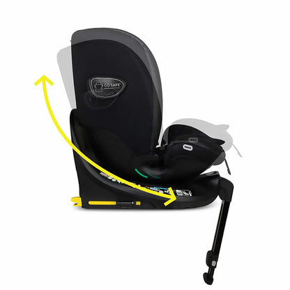 Cosatto All in All Extra i-Size 360 Car Seat in 8 Designs with rotating seat, extended rear-facing protection, and adjustable child safety features.