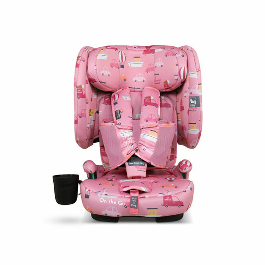 Cosatto On The Go i-Size Travel Car Seat in 4 designs with lightweight portable folding travel-friendly child safety seat