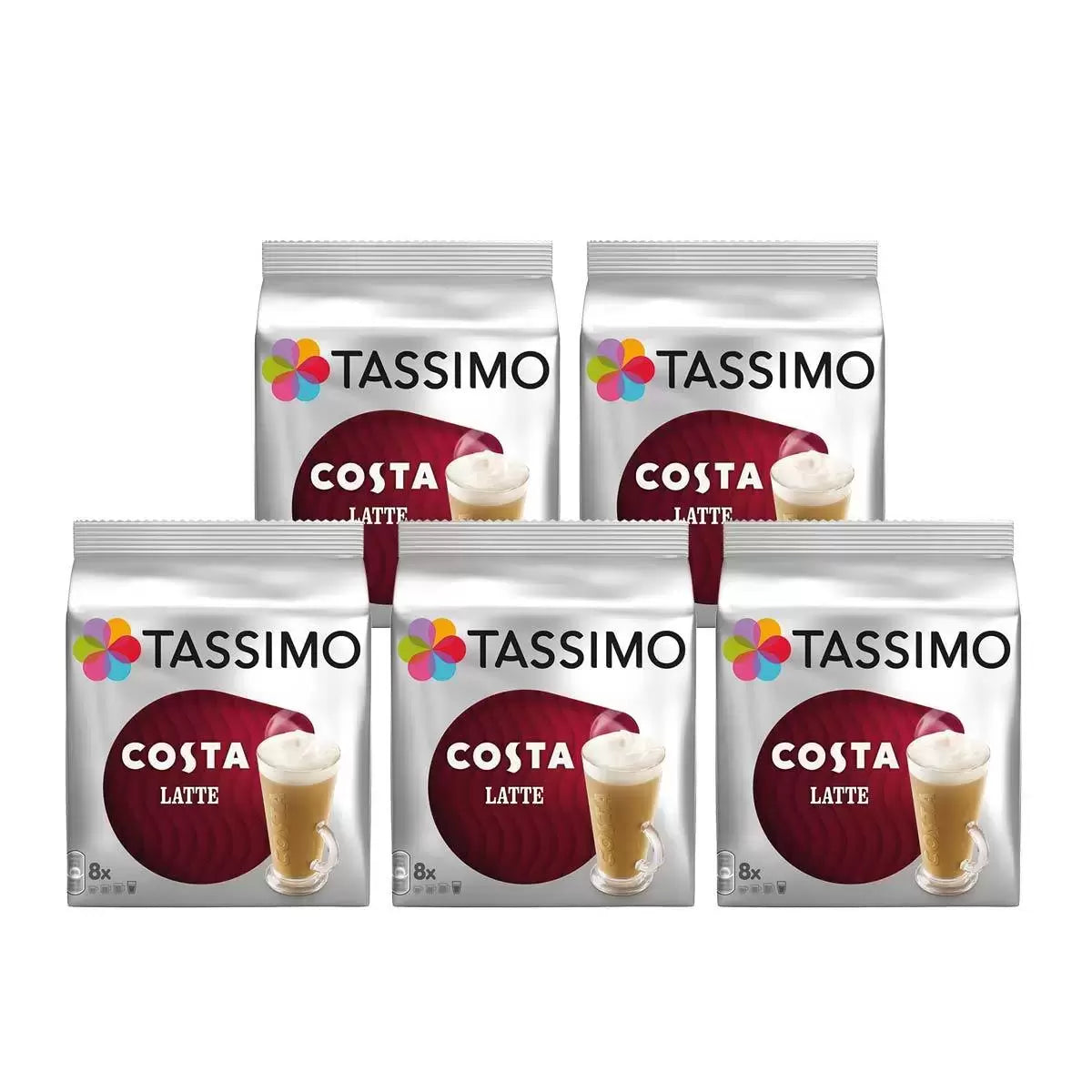Costa Tassimo Cappuccino Coffee Pods 40 Servings with rich coffee flavour and creamy milk foam .