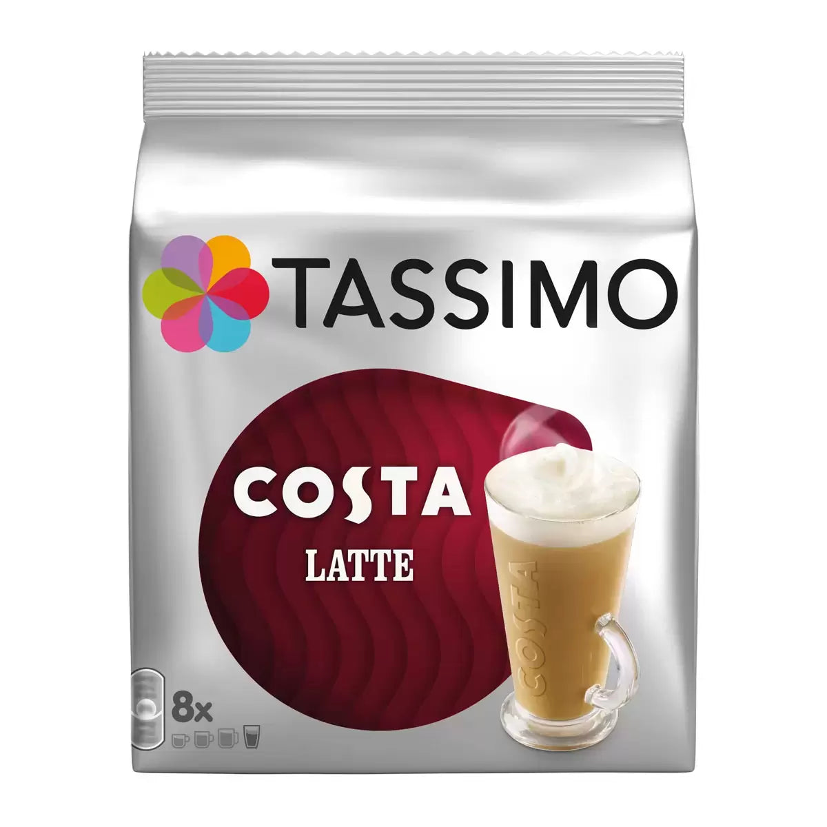 Costa Tassimo Cappuccino Coffee Pods 40 Servings with rich coffee flavour and creamy milk foam .