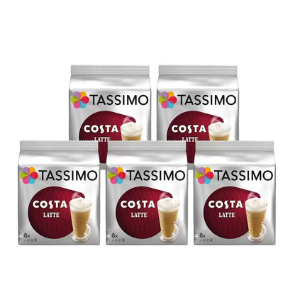 Costa Tassimo Latte Coffee Pods 40 Servings for creamy barista-style coffee at home .