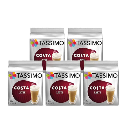 Costa Tassimo Latte Coffee Pods 40 Servings for creamy barista-style coffee at home .