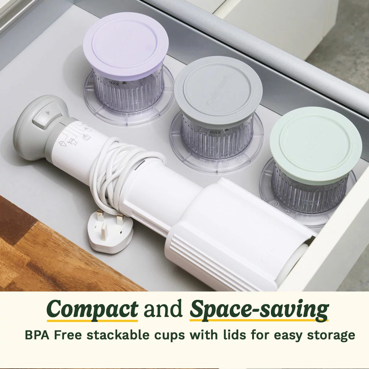 Cuisinart Freezer Wand and Ice Cream Maker with 6 reusable dessert tubs for making homemade ice cream, sorbet, frozen yogurt, and frozen desserts.