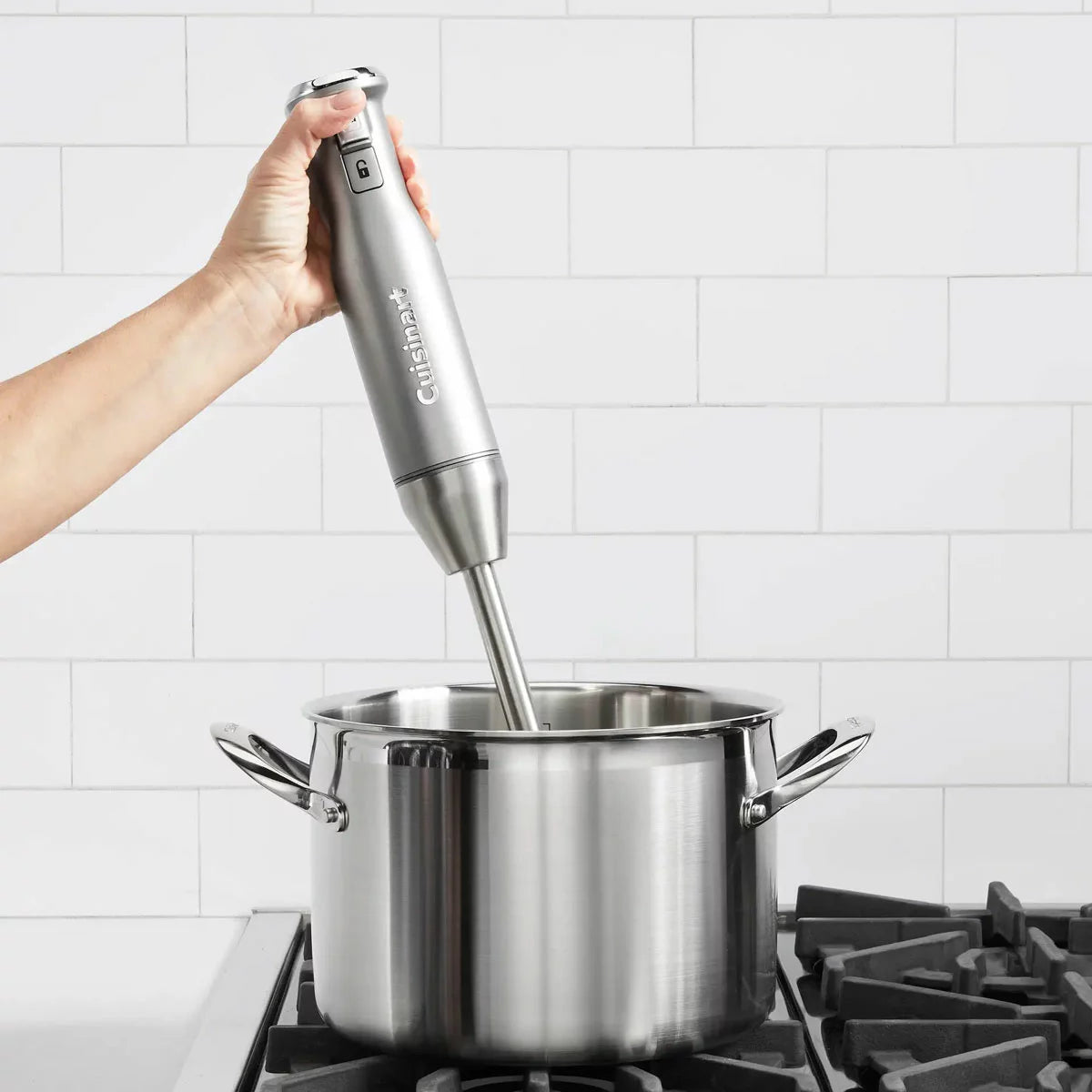 Cuisinart HB500U Power Blend Immersion Hand Blender in Silver with stainless steel blending shaft