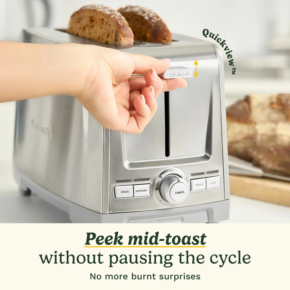 Brushed stainless steel Cuisinart Core Collection kettle and long-slot toaster set displayed together on a clean kitchen counter.
