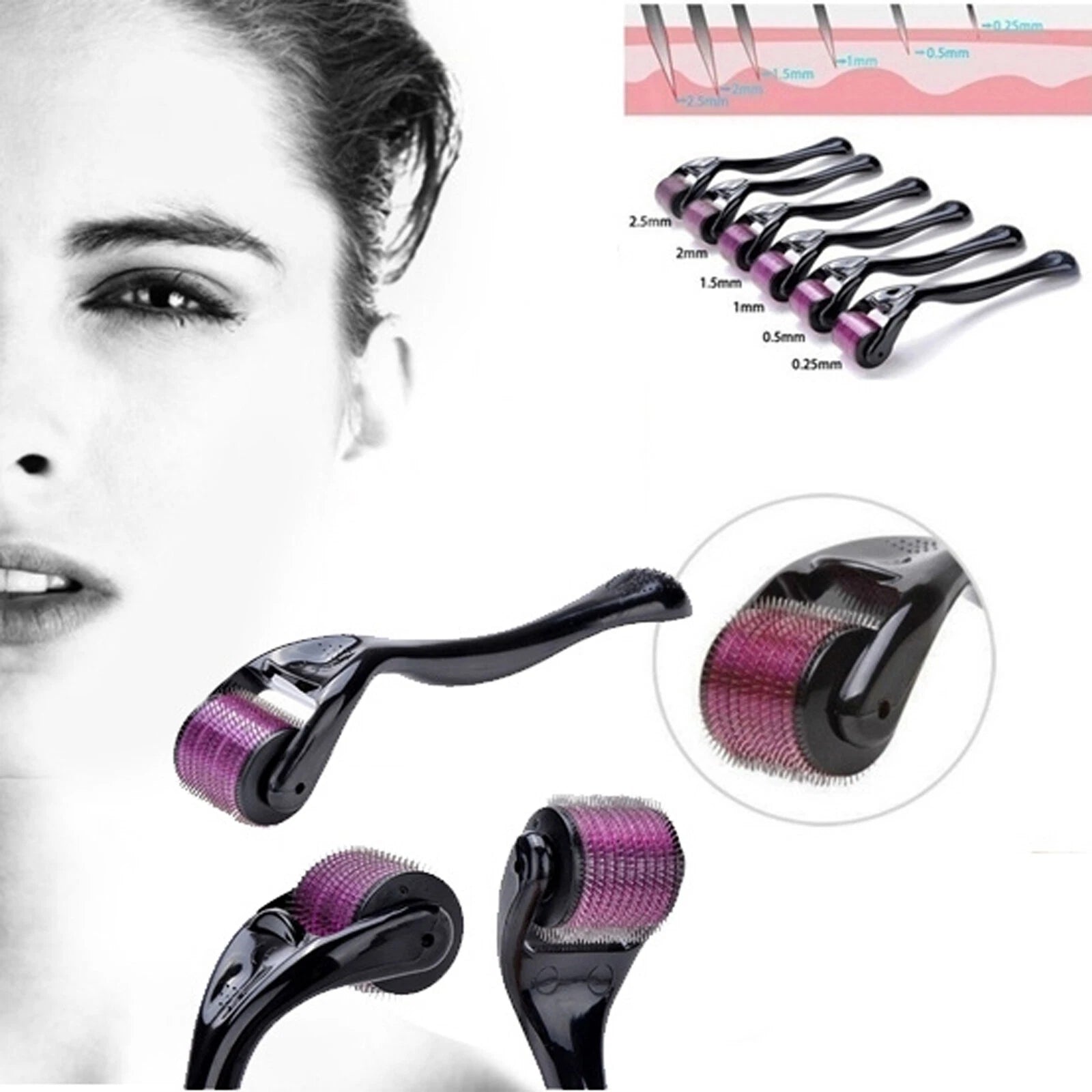 540 titanium micro needle derma roller for beard hair growth and skin care-1