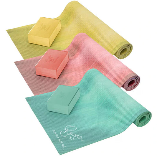 Yoga mat and block set for stability flexibility home workouts