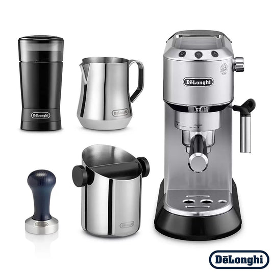 Master authentic Italian espresso with the De'Longhi Dedica Barista Silver Pack. Includes grinder, tamper & jug. Order at Elite Store for swift UK dispatch.