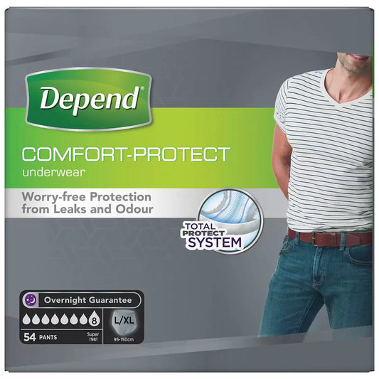 Depend men large extra large underwear 54 pack for discreet absorbent protection and comfort