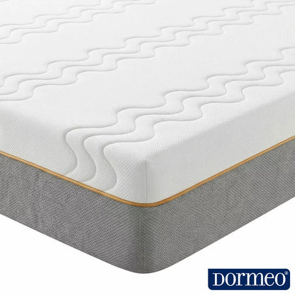 Dormeo Options hybrid mattress with pocket springs and memory foam layers providing pressure relief and spinal support in multiple sizes