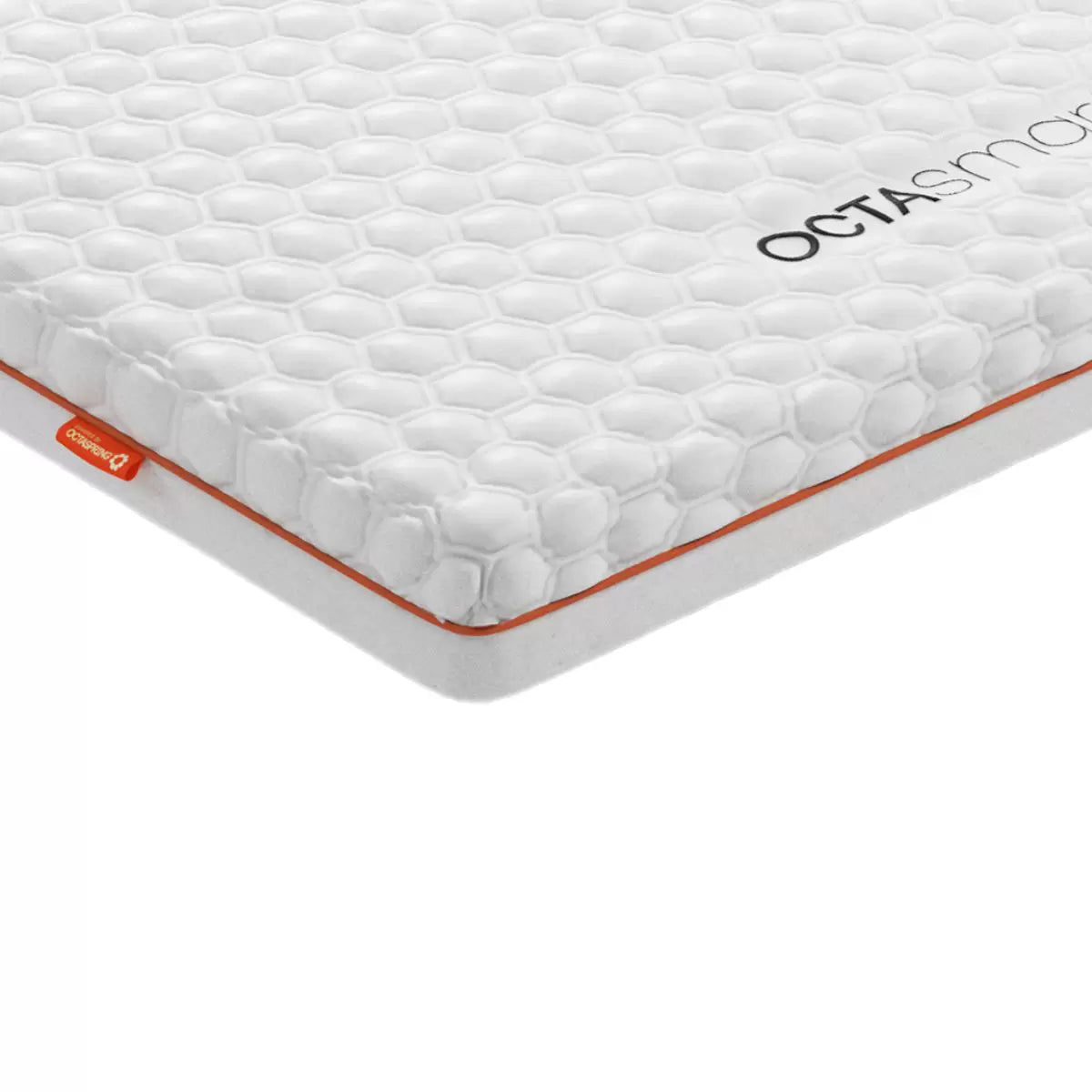 Dormeo Octasmart Deluxe Memory Foam Mattress Topper showing layered honeycomb Octaspring core on a modern bed setup.