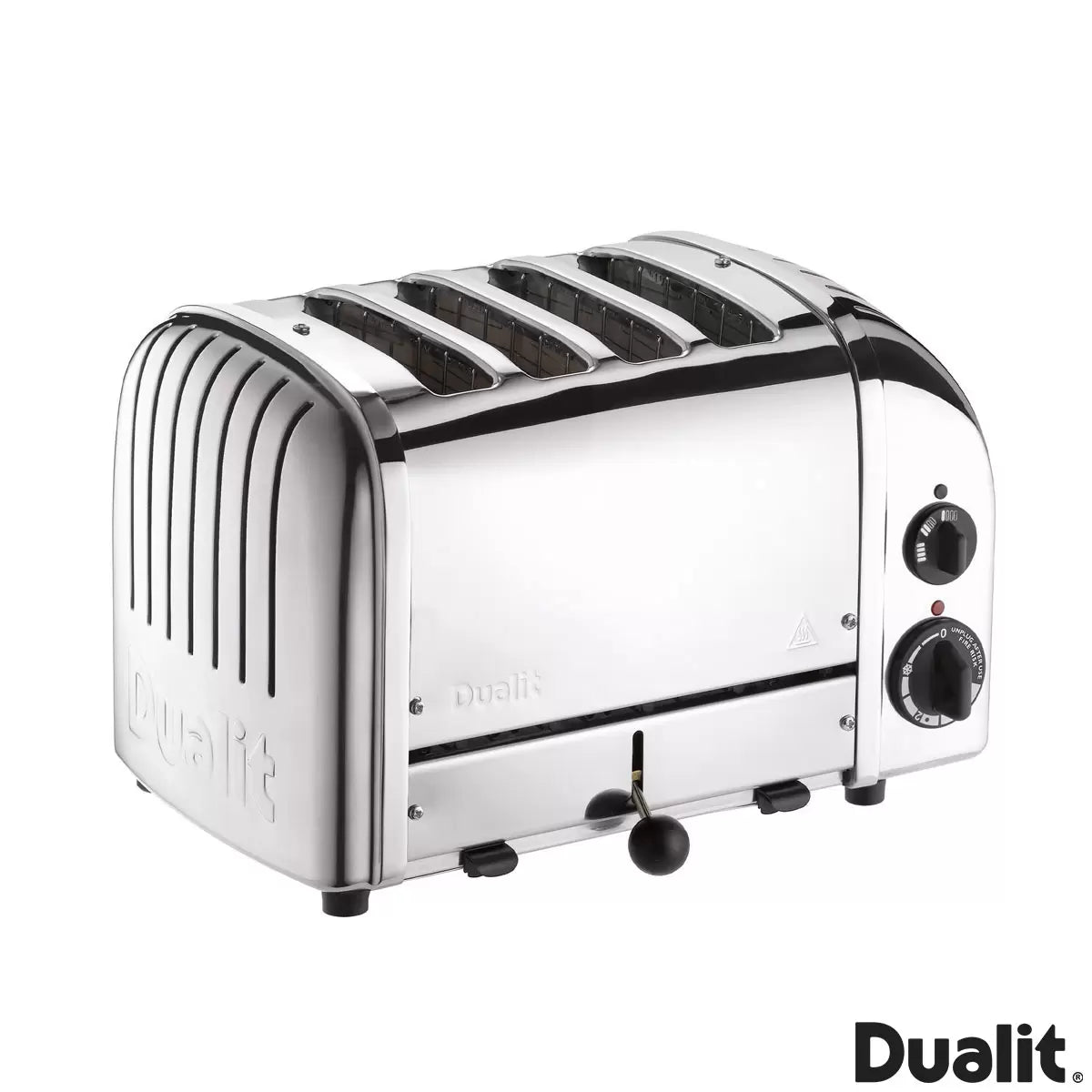 Dualit Classic 4 Slot Toaster 40590 in polished stainless steel with sandwich cage for family breakfast toasting and toasted sandwiches