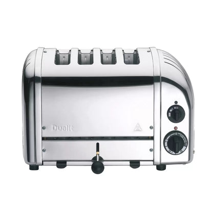 Dualit Classic 4 Slot Toaster 40590 in polished stainless steel with sandwich cage for family breakfast toasting and toasted sandwiches
