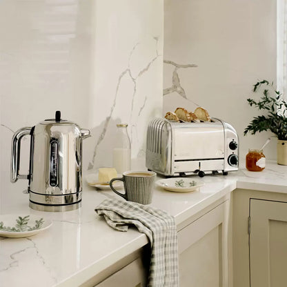 Dualit Classic 4 Slot Toaster 40590 in polished stainless steel with sandwich cage for family breakfast toasting and toasted sandwiches