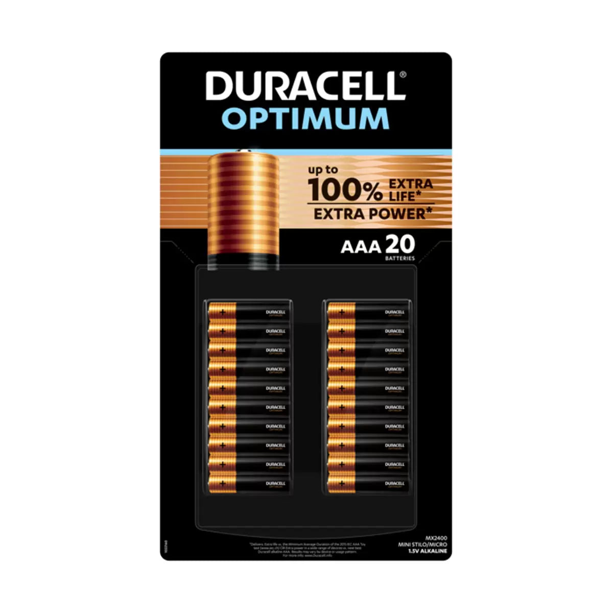 Duracell Optimum AAA batteries 20 pack for everyday electronic devices