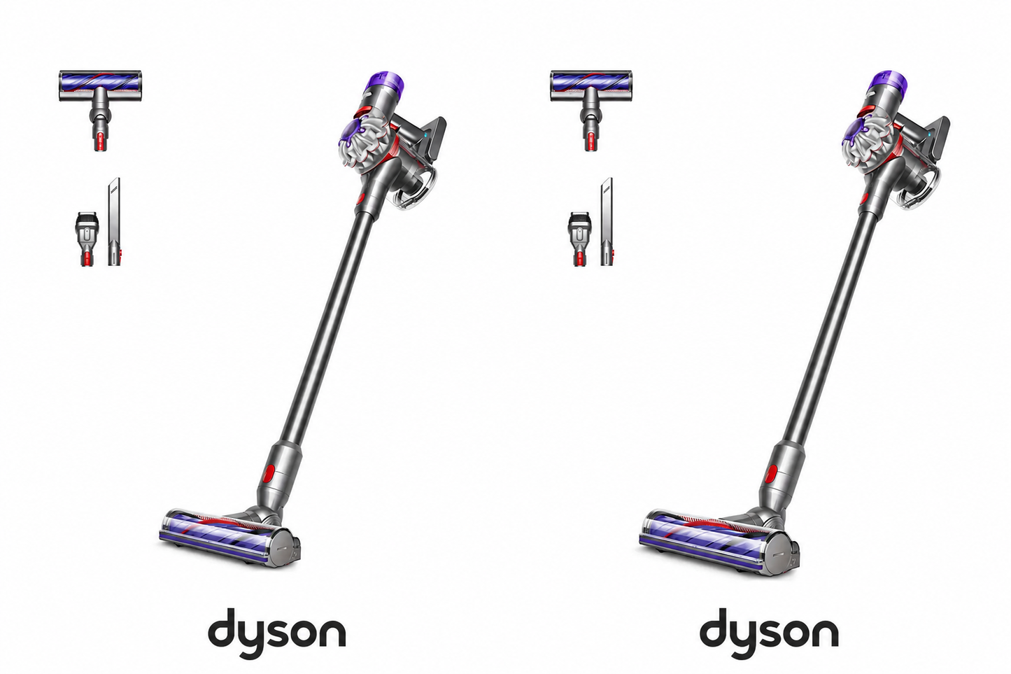 Dyson V8 Advanced Stick Vacuum Cleaner cleaning carpets and hard floors in a modern family home