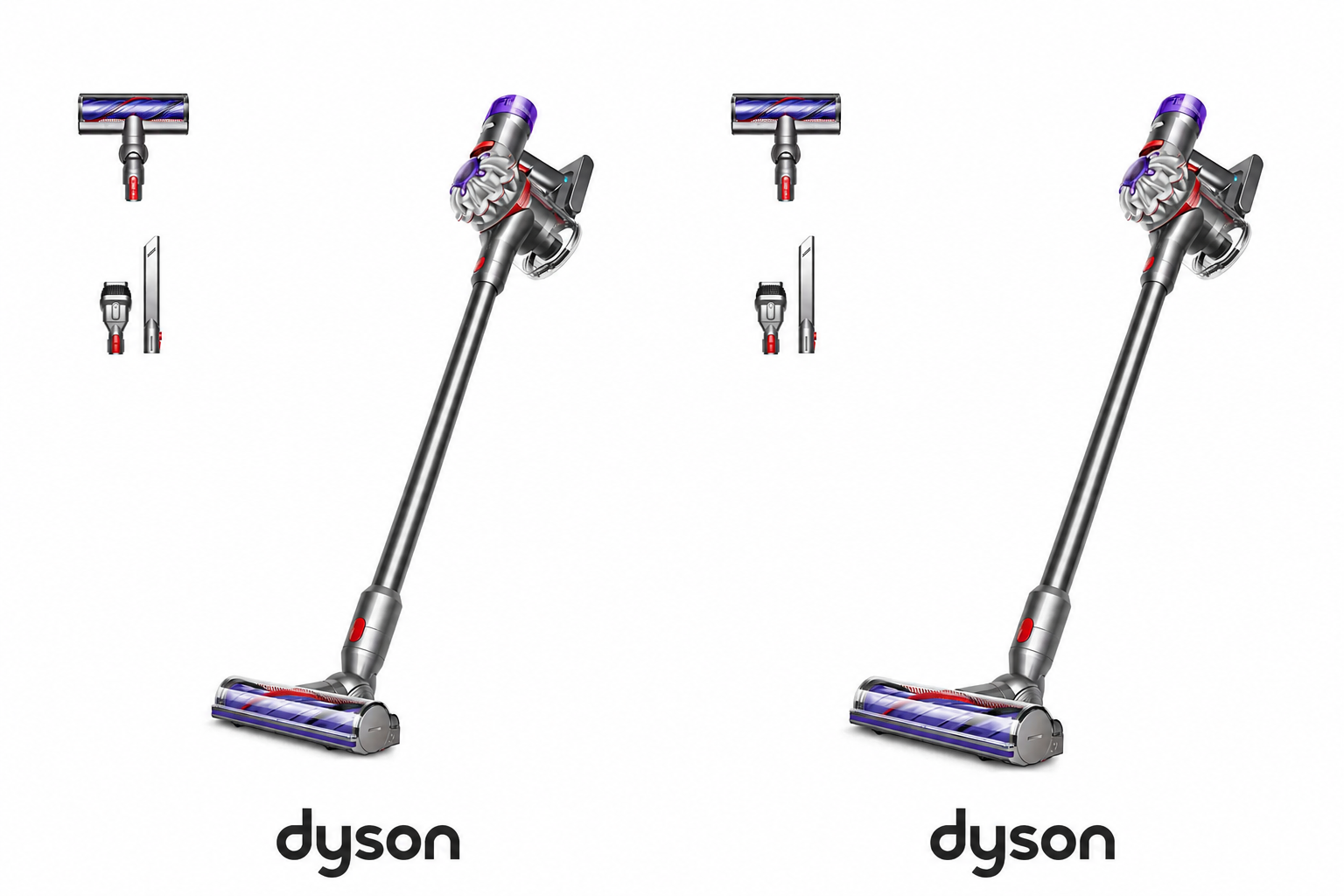 Dyson V8 Advanced Stick Vacuum Cleaner cleaning carpets and hard floors in a modern family home