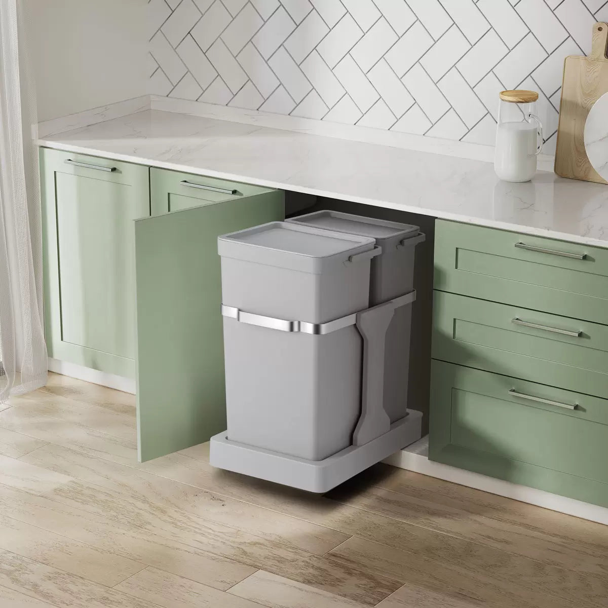 EKO Deco Duo 20+15L pull-out recycling bin under-sink dual compartment kitchen waste system
