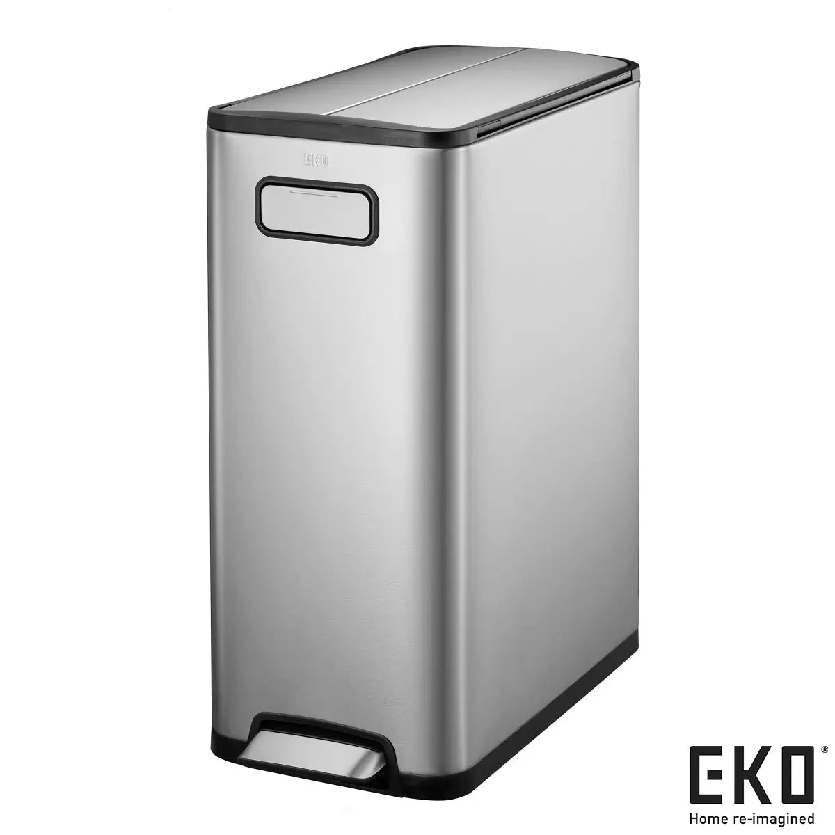EKO Ecofly 30L stainless steel bin with odor-sealing technology for compact kitchen or office waste.