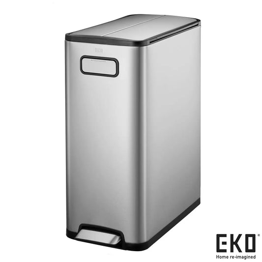 EKO Ecofly 30L stainless steel bin with odor-sealing technology for compact kitchen or office waste.