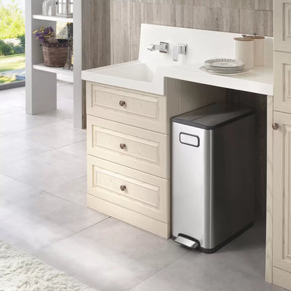EKO Ecofly 30L stainless steel bin with odor-sealing technology for compact kitchen or office waste.