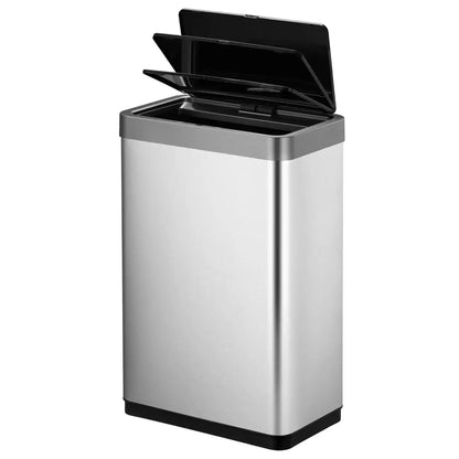 EKO Mirage X-Sensor 40L stainless steel bin showing the glowing blue light sensor interface.