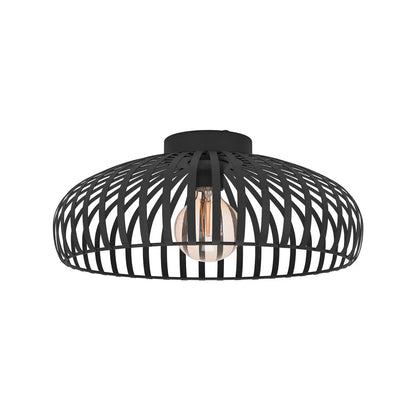 Eglo Mogano 17-inch black ceiling light providing modern ambient lighting for living rooms and contemporary interiors