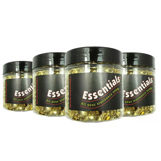 Essentials 9.5mm brass drawing pins tub with 4 packs of 1200 pins for noticeboards and office use