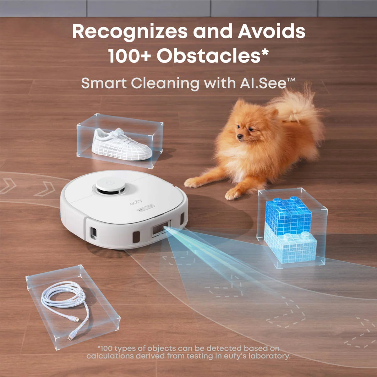 Eufy X10 Pro Omni Robot Vacuum White T2351221 cleaning floor with self-emptying and smart navigation system