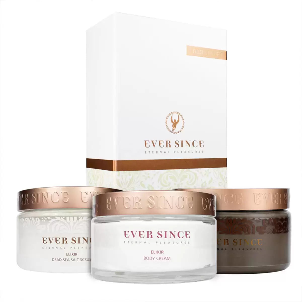 Ever Since Spa Trio Gift Set with Dead Sea Mud Mask, Salt Scrub, and Body Cream for deep skin cleansing and hydration 