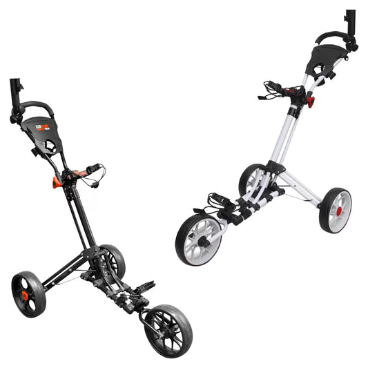 3 wheel golf trolley foldable compact for easy course transport
