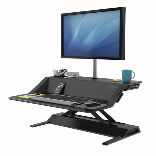 Fellowes Lotus sit-stand workstation ergonomic adjustable desk setup for office use