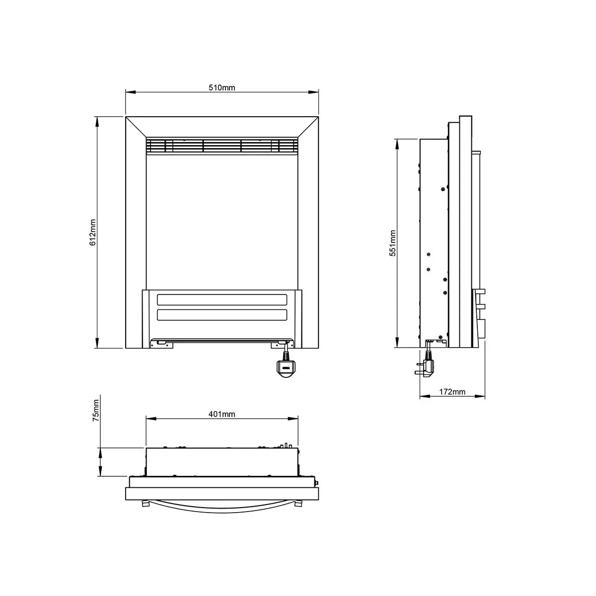 Flare Ember Inset Electric Fire in Chrome 2kW with realistic flame effect and modern chrome finish for home heating