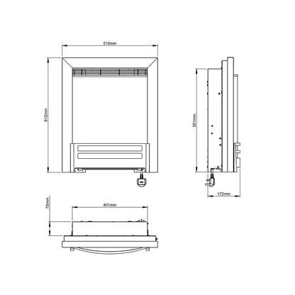 Flare Ember Inset Electric Fire in Chrome 2kW with realistic flame effect and modern chrome finish for home heating