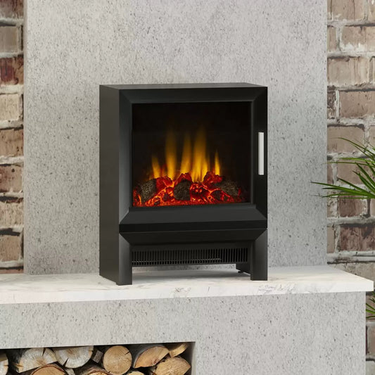 Flare Qube Electric Stove in Black 2kW freestanding electric heater for modern living rooms and home spaces