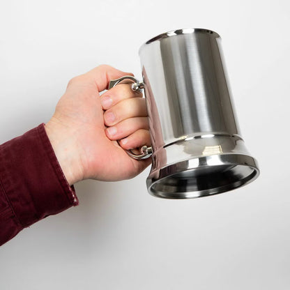 Fred Bennett Stainless Steel 580ml Tankard with Leather Wrap & Custom Engraving Surface