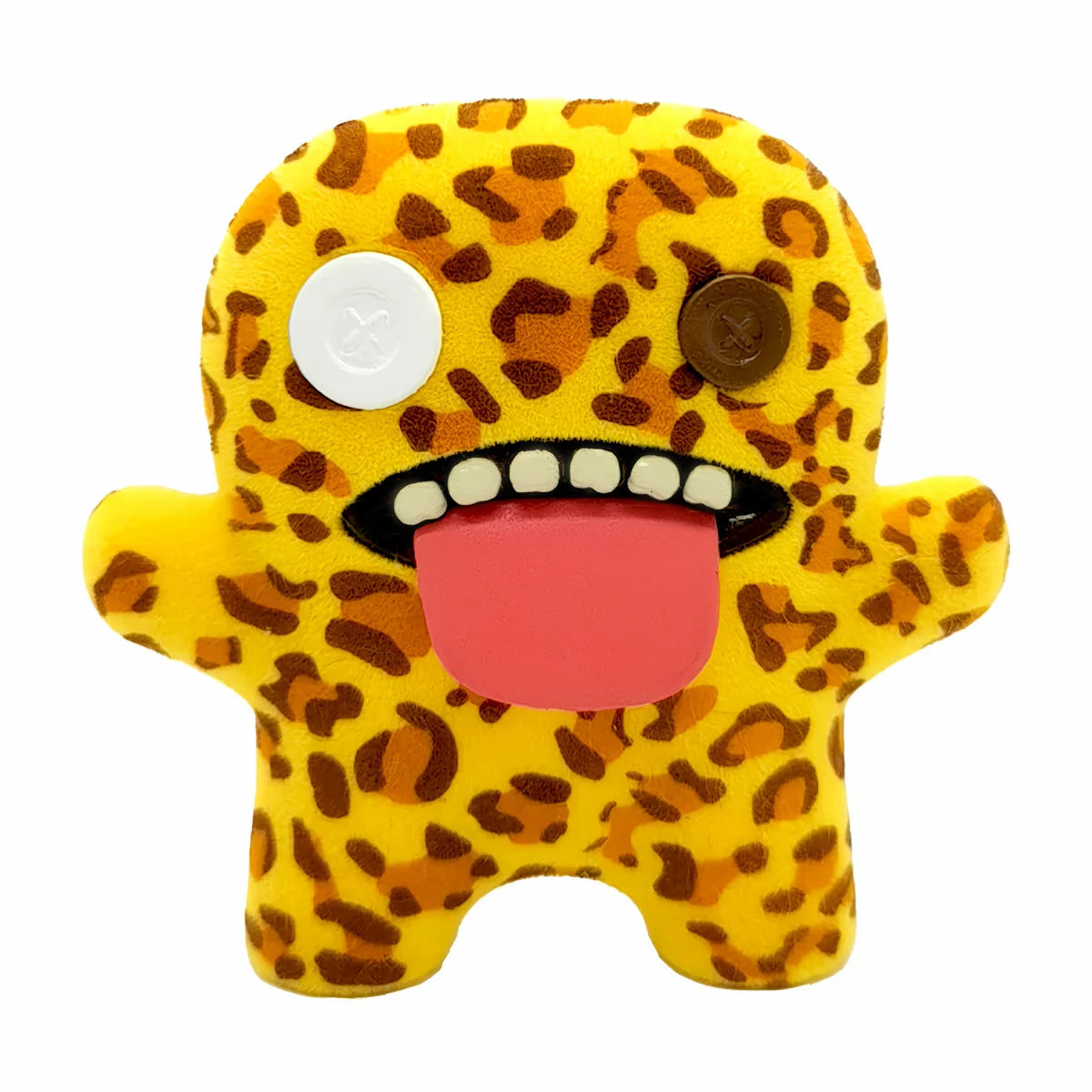 Front view of the Fuggler 24-pack deluxe display box showing 20 colorful mini monster figures with realistic teeth arranged inside clear packaging alongside 4 hidden mystery boxes.