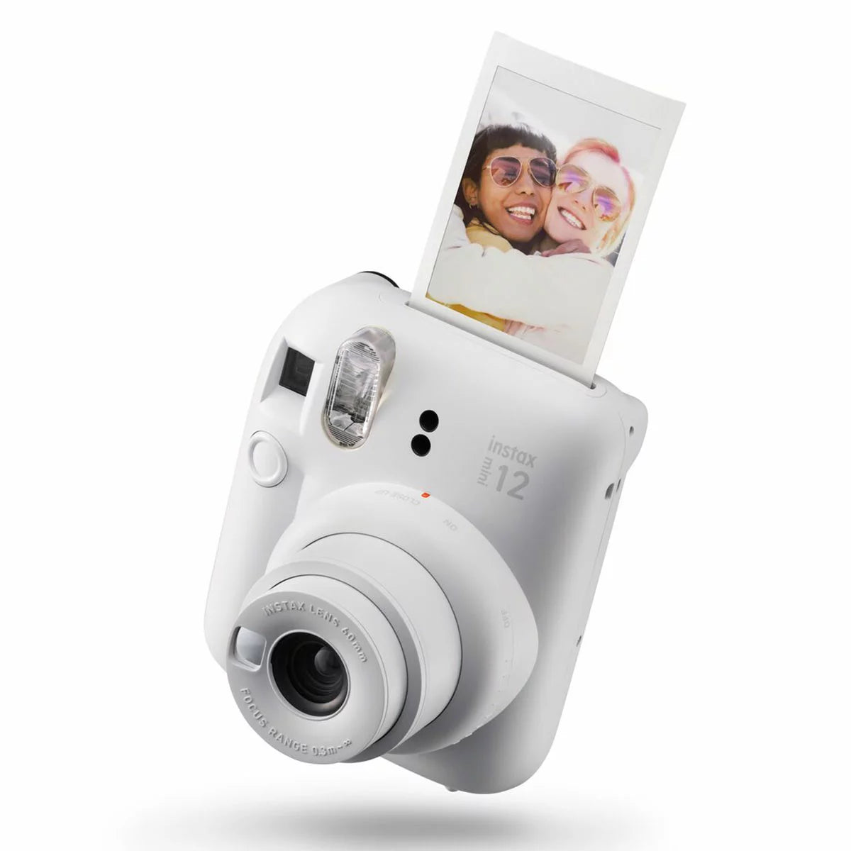 FujiFilm Instax Mini 12 Clay White instant camera with 10 shot film pack printing photos instantly