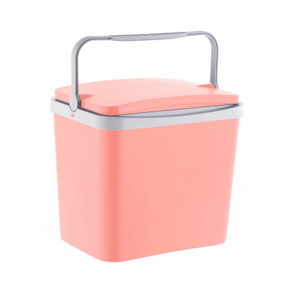Side-angle studio shot of the blue Funtastic 24L Polypropylene Cooler Box showing the ergonomic carrying handle locked in the upright position against a clean white backdrop.