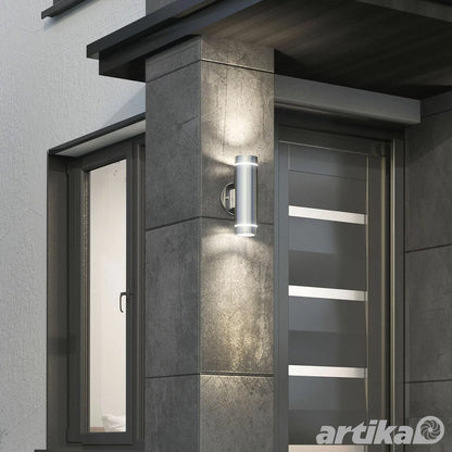 Artika C7 Outdoor/Indoor Wall Light in Stainless Steel | Modern Weather-Resistant Lighting | Homes & Commercial Spaces