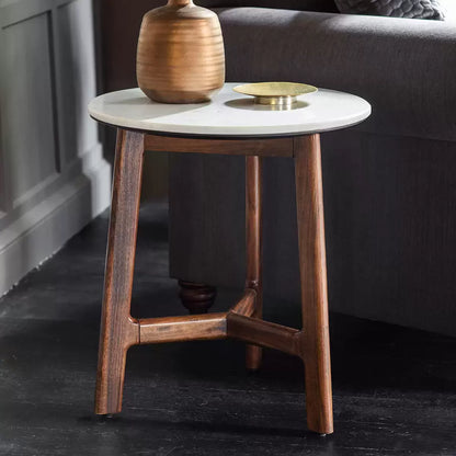 Gallery Barcelona White Marble Top Side Table with elegant modern marble finish for living room décor