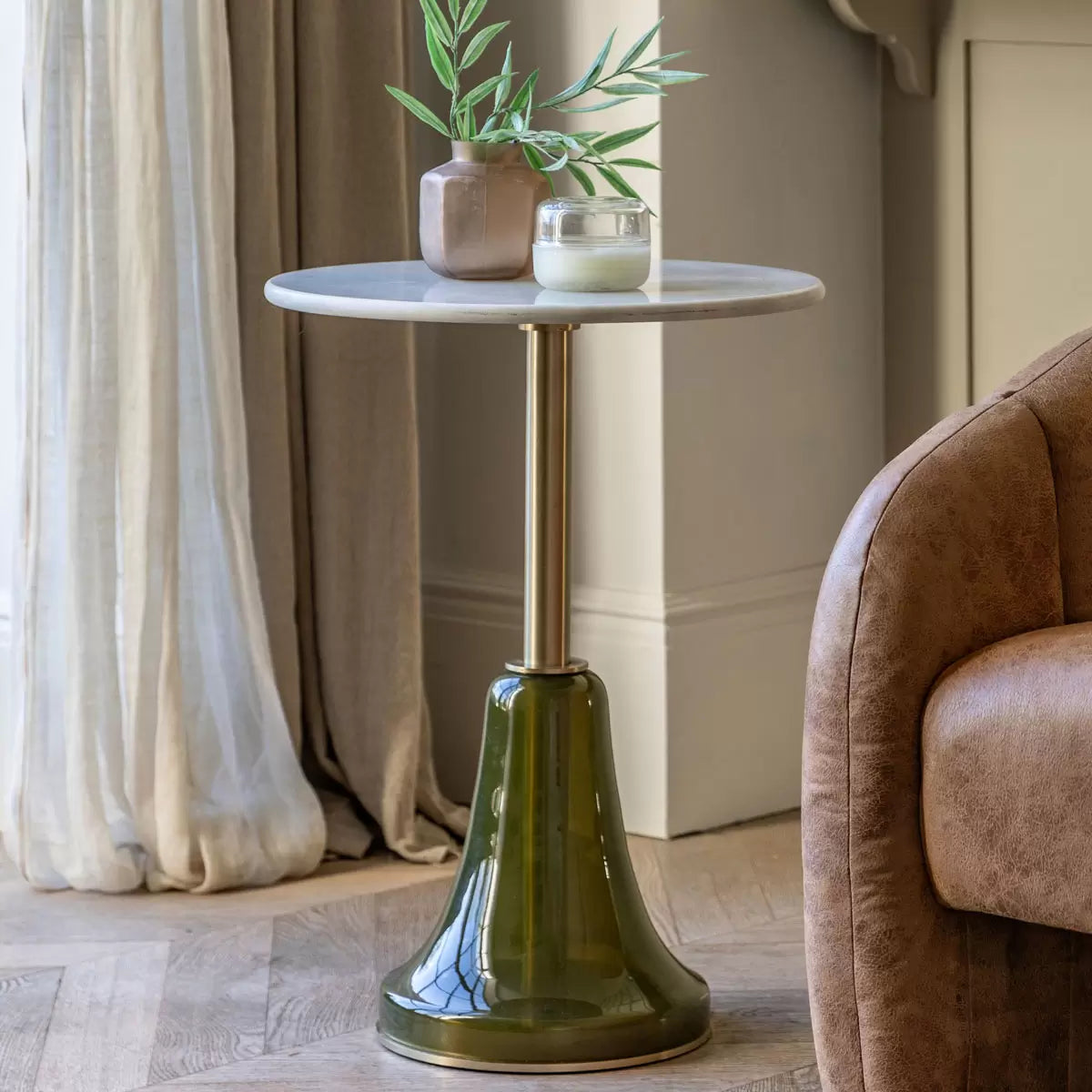 Gallery Bilbao Green Side Table with modern green finish for stylish living room and bedroom interiors