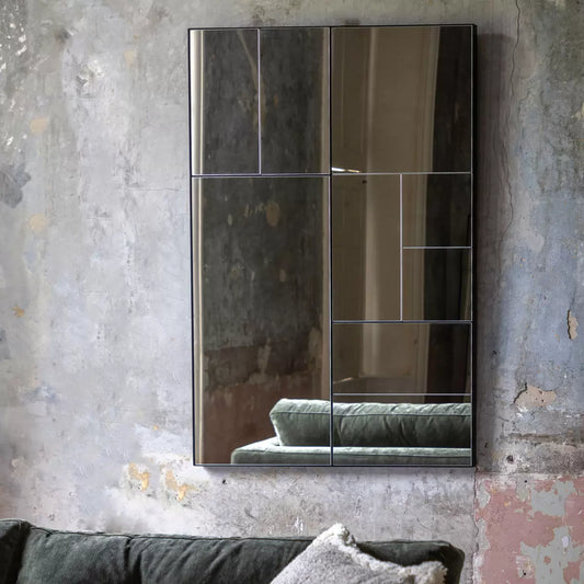 Gallery Broadheath black rectangular wall mirror measuring 81 x 122cm for modern home décor