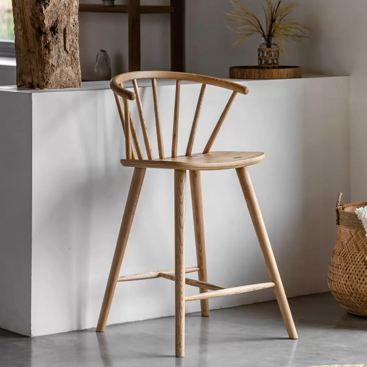 Gallery Craft Oak Bar Stool with rustic wooden design for kitchen island and home bar seating
